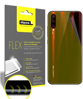 Produktbild von 3x Schutzfolie für Umidigi X Rückseite Folie, 100% Displayabdeckung, dipos Flex