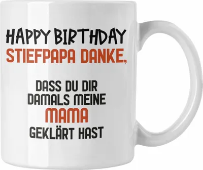 Produktbild von Trendation - Tasse Stiefvater Geschenk Geburtstag - Stiefpapa Geburtstagsgeschenk Tasse Spruch - Bester Stiefvater Geschenkideen (Weiß)
