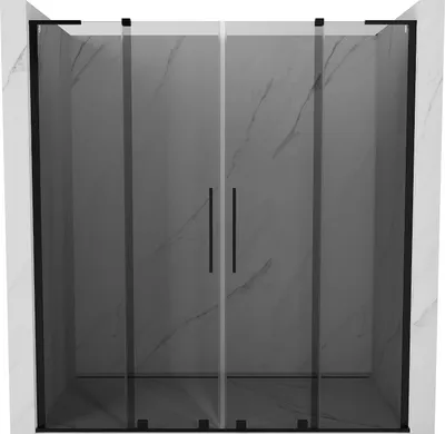 Produktbild von Mexen Velar L Duo Schiebetür-Duschabtrennung 200 cm, Graphit, Schwarz - 871-200-003-42-70