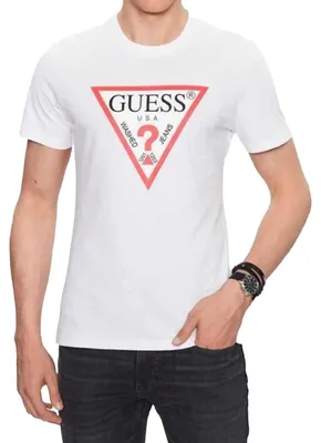 Image de Guess - T-shirt pour homme, coupe ajustée NA288 (XXL) (blanc)