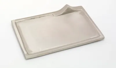 Produktbild von Kerzenteller, Dekoteller rechteckig Messing vernickelt Silber (Innen 16 x 9 cm)