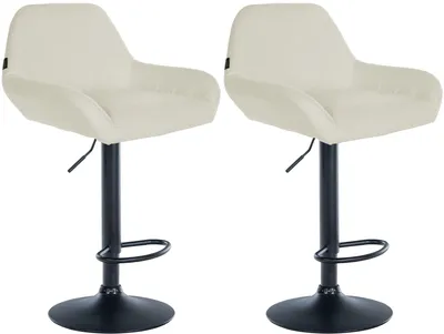 Produktbild von CLP 2er Set Barhocker höhenverstellbar Braga, mit Stoffbezug und Fußstütze creme Gestell Farbe schwarz