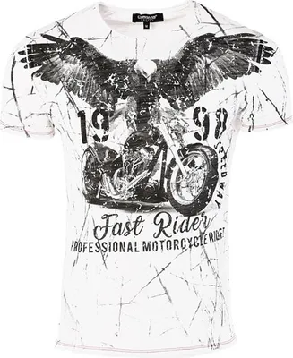 Produktbild von Brandneu Designer T-Shirt CARISMA Weiß Bike and Eagle-Print CRM4479 XL