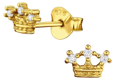 Produktbild von Ohrstecker Krone: Goldene Ohrringe aus Silber 925