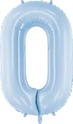 Produktbild von Folienballon Nummer „0“, 86cm, nebelblau