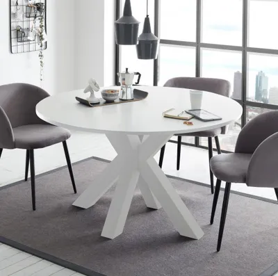 Produktbild von Esstisch weiss matt 110x78 cm Big System Rund Stern 110 Auszug