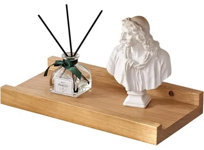 Produktbild von Bilderleiste Holz 30cm Rustikale Eiche Massiv Schweberegal Wandregal Gewürzregal Regalbrett Hängeregal 30cmx15cm