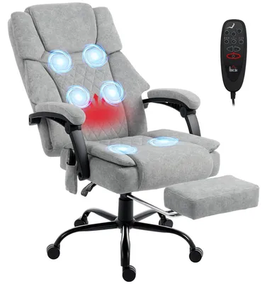 Produktbild von HOMCOM Bürostuhl mit Massagefunktion, Wärmefunktion, Höhenverstellbar, Grau