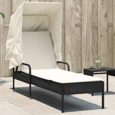 Immagine prodotto di Maison Exclusive - Lettino prendisole con tetto in poly rattan nero
