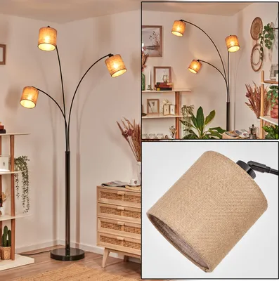 Produktbild von Tubione Stehlampe mit Marmorfuß aus Metall/Leinen in Schwarz/Chrom/Weiß/Natur