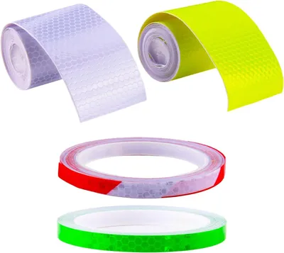 Productafbeelding van 4 stuks reflecterende tape, zelfklevend, 5 cm x 3 m/1 cm x 8 m, reflecterend plakband, op maat te snijden, reflectorstickers voor voertuigen, fietsen