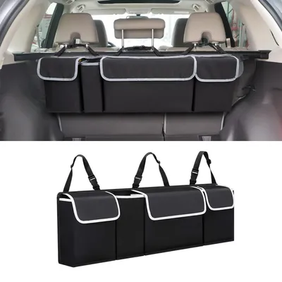 Image de Organisateur de coffre avec plusieurs compartiments, en tissu Oxford, imperméable, amovible, de couleur noire