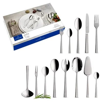 Produktbild von Besteckset für 12 Personen, 68-teilig, Silber/Platin, Spülmaschinenfest, Rostfrei, Edelstahl