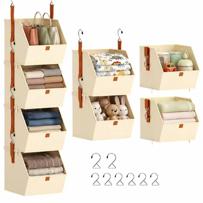 Imagen del producto de Organizador colgante, con 4 compartimentos, de 30 x 25 x 25 cm, para armario