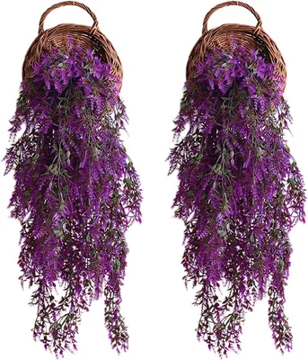 Imagen del producto de 2 plantas artificiales colgantes, resistentes a los rayos UV, de plástico, para jardín y balcón