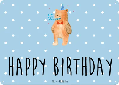Produktbild von Mr. & Mrs. Panda tafel Bär Geburtstag DIN A6 - Blau Pastell - Geschenk, Türschild, Wandbild, Schild, Happy Birthday, Magnetschild, Alles Gute, Deko Blechschild, Teddy