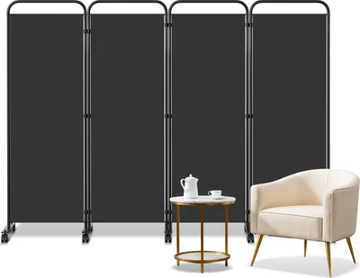 Produktbild von Izrielar Paravent auf Rollen 4 teilig Anthrazit 228x180 cm Outdoor Raumteiler Garten Spanische Wand Trennwand Raumtrenner