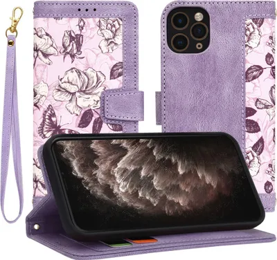 Produktbild von Techsuit FlipCraft Book Wallet Klapphülle mit Kabel für Apple iPhone 11 Pro - Mysterious Purple