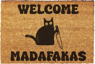 Produktbild von Giftstory Fußmatte Kokos WELCOME MADAFAKAS -Geschenk -Fussmatten Haustür - Willkommen Doormat - Lustig Türmatte - Größe: 60x40 cm