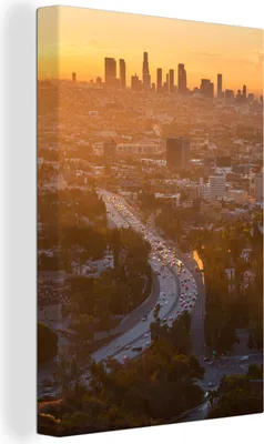 Produktbild von OneMillionCanvasses® - Leinwandbilder - 90x140 cm, Los Angeles - Amerika - Sonnenuntergang, Wandbilder Kunstdruck Wanddekoration - Wandschmucke - Schlafzimmer
