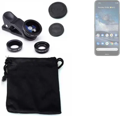Produktbild von K-S-Trade Smartphone Kamera Linsen Set Kompatibel mit Nokia 8.3 5G 3in1 Clip-On Kamera Adapter Macro Weitwinkel FishEye Fischauge Objektiv Linse
