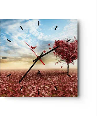 Produktbild von Wanduhr - Quadrat - Glasuhr - Abstraktion Herbst Baum Blatt - 40x40cm - Schleichendes Uhrwerk - Lautlos - zum Aufhängen bereit - Dekoration Modern - Wanddekoration aus Glas - C3AC40x40-2609