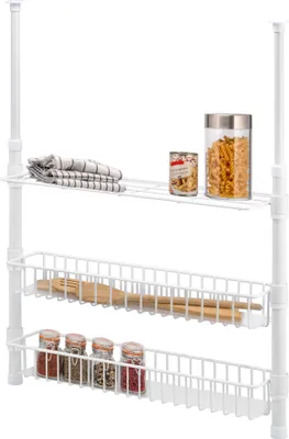 Produktbild von bremermann Teleskop-Gewürzregal, Teleskopregal, 2 Körbe, 1 Regal, weiß