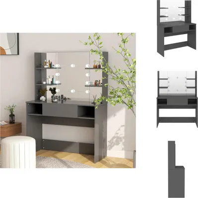 Zdjęcie produktu dla vidaXL Toaletka z oświetleniem LED 100x40x135 cm MDF szara - Toaletki
