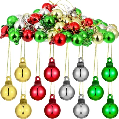 Produktbild von 96 Pieces Christmas Balls Xmas Tree Ornaments Balls Exquisite Colorful Ball Decoration Pendant for Holiday Party Decor (Red, Gold, Silver, Green,0.59 Inch)