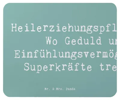 Produktbild von Mr. & Mrs. Panda Mouse Pad Spruch Heilerziehungspflegerin Superkräfte - Meeresbrise - Geschenk, Empowerment, Beruf, Berufsalltag, Geschenke für Berufstätige, Berufsliebe