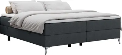 Produktbild von Boxspringbett ohne Kopfteil mit Bettkasten, Bett niedriges Kopfteil, Polsterbett ohne Kopfteil - LESS - 160x200 - Dunkelgrau - H3