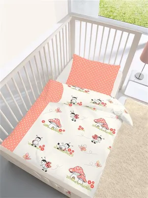 Immagine prodotto di IDO Renforcé biancheria da letto per bambini 2 pezzi copripiumino 100 x 135 cm federa 40 x 60 cm corallo scarabeo