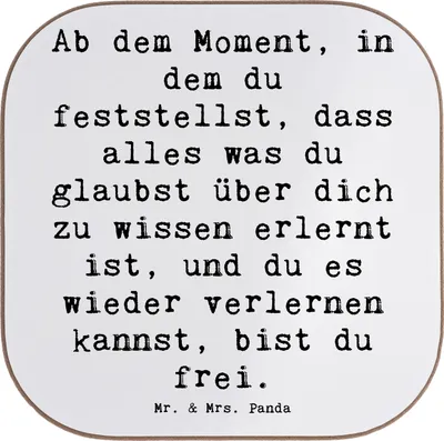 Produktbild von Mr. & Mrs. Panda Untersetzer für Gläser Spruch Erleuchtung und Freiheit - Weiß - Geschenk, Glas, Selbsterkenntnis, Motivation, Zitat, Gefühl, gläseruntersetzer, Freude