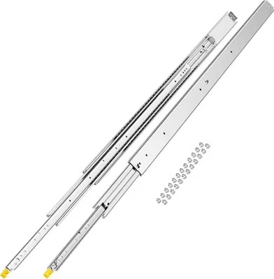 Imagen del producto de 1 par de rieles deslizantes para cajones, de 18 a 60 pulgadas, con sistema de cierre suave y rodamientos de bolas, con extensión completa