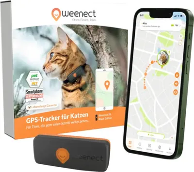 Image de GPS Tracker weenect pour chats 28 g, 6 x 2,4 x 1,5 cm, noir