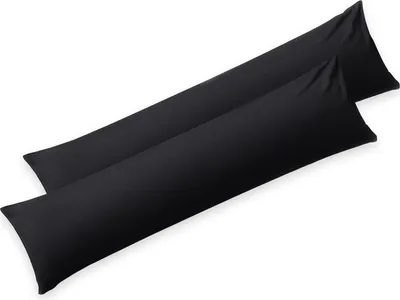 Produktbild von Blumtal Seitenschläferkissen Bezug 40 x 145 (2er Set Kissenbezüge) - Schwarz - Kissenhülle mit Reißverschluss
