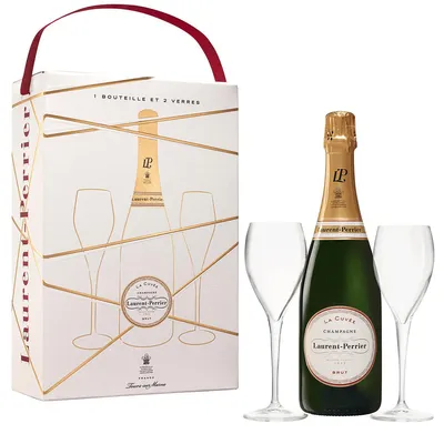 Immagine prodotto di Laurent Perrier La Cuvée Brut + 2 bicchieri da champagne, 12%, bottiglia da 0,75l