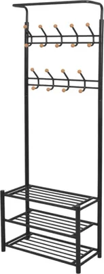 Obrázek produktu pro Věšák na oblečení s botníkem 68 x 32 x 182,5 cm černý