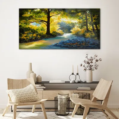 Produktbild von Coloray - Bild aus Glas - 120x60 cm - gehärtetes Glas glasblock mit bild wohnzimmer Küche Dekoration wanddekoration - Waldblumen