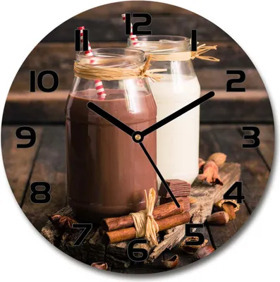 Produktbild von Wanduhr aus Glas 30fi Glasbild Glasuhr Gehärtetes Glas - schwarze-zeiger - Cocktails in jars