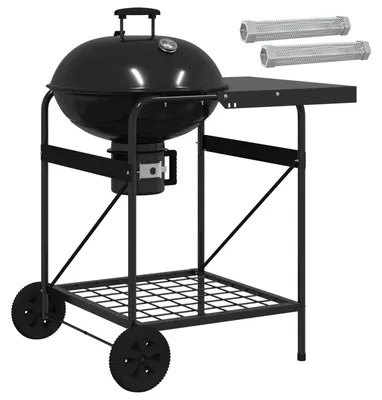 Image de Barbecue au charbon de bois vidaXL avec tubes pour fumage, 91 x 71 x 107 cm, en acier, noir