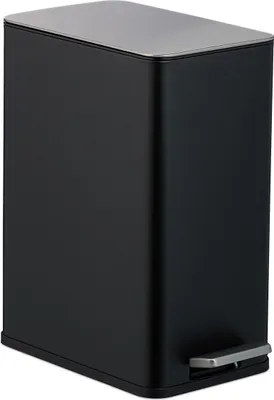 Image de Poubelle de salle de bain Relaxdays, 10 litres, système d'ouverture automatique, seau intérieur amovible, poubelle de salle de bain avec couvercle, seau de salle de bain, noir