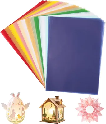 Imagen del producto de Papel transparente A4, de colores, 48 hojas, 12 colores, ideal para proyectos creativos