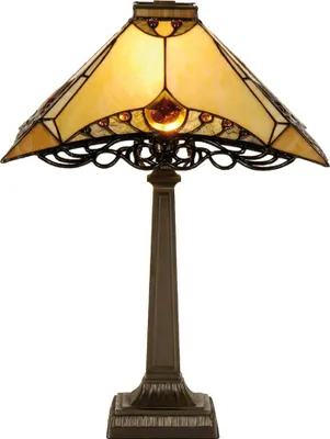 Produktbild von Clayre & Eef Tiffany Tischlampe 36x36x50 cm Braun Beige Glas