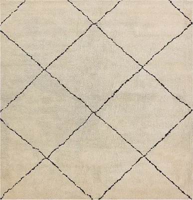 Produktbild von BELIANI Teppich Beige mit Schwarz 200 x 200 cm Langhaarteppich Kariert in quadratischer Form Modern