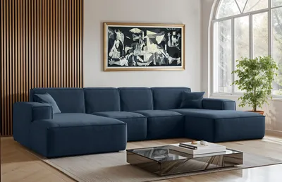 Produktbild von Kaiser Möbel Ecksofa U-Form Siena mit Stoff Maloy Marineblau
