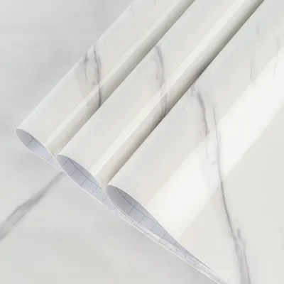 Image de Elzusha - Papier peint adhésif imitation marbre blanc, idéal pour les meubles et les murs