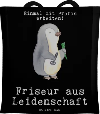 Produktbild von Mr. & Mrs. Panda Tote Bag Friseur Leidenschaft - Schwarz - Geschenk, Frisör, Laptoptasche, Spruch, totebag, Schultasche, Tasche, Beruf, Friseursalon, Shopping, Lustig