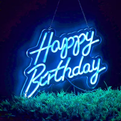 Immagine prodotto di Buon compleanno Decorazione di festa di compleanno Led Luce al neon Segno al neon Decorazione di compleanno USB Blu