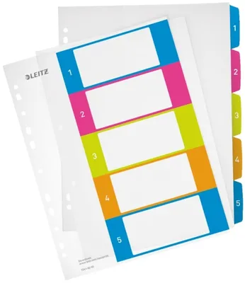 Produktbild von Plastikregister Wow 1-5 A4 PP 5 Blatt farbig Packung mit 20 Stück